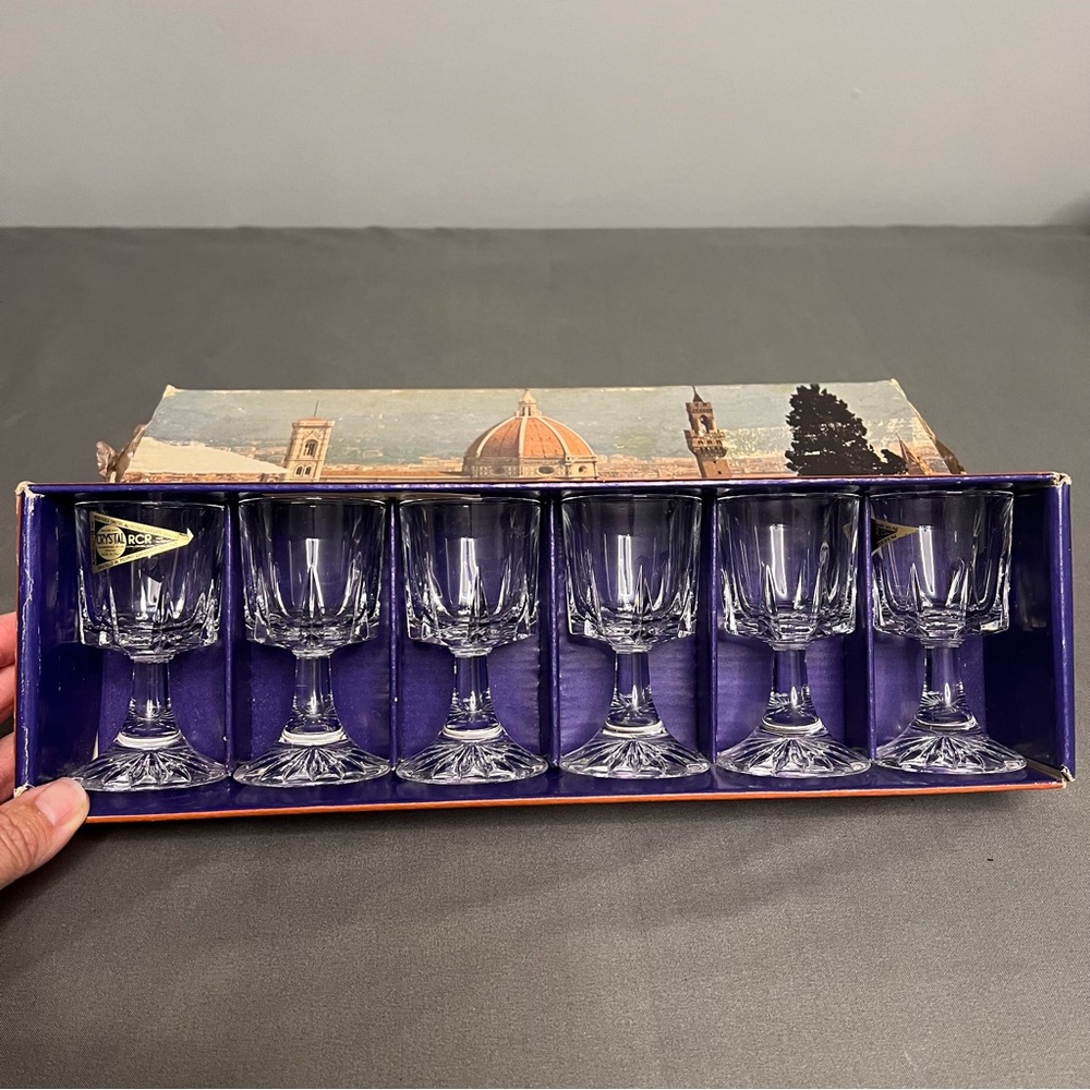 VTG Set Of 6 Royal Crystal Rock Cordial Liqueur Glasses 1.75x3.5”